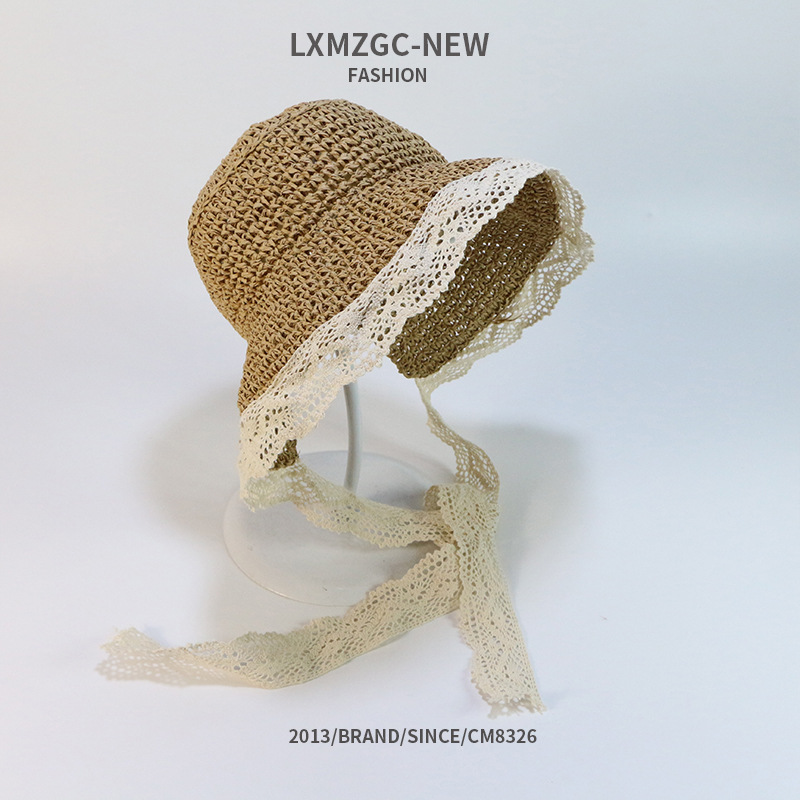 Children's Lace Strap Straw Hat display picture 4