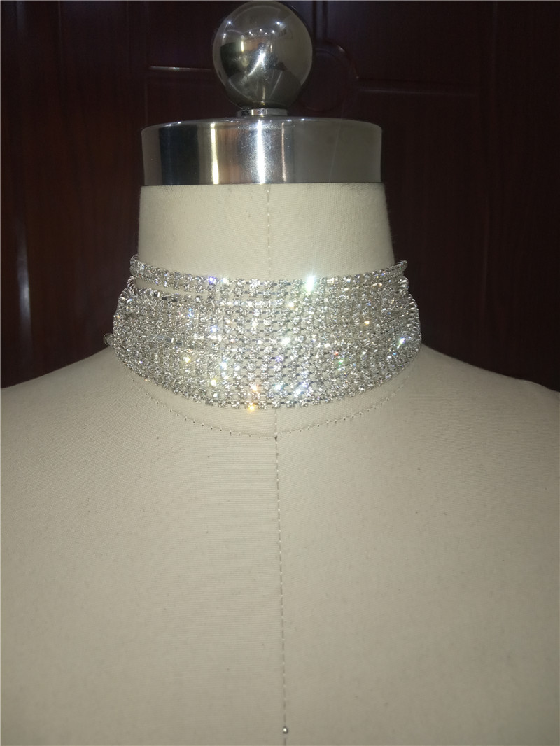 Luxe meerlaagse strass choker ketting voor dames_voghion.com
