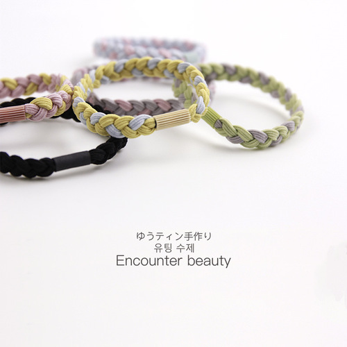 Korean ing small fresh contrasting color braided candy-colored dual-purpose headband with high elasticity and no damage to hair. Internet celebrity hair band hair accessory