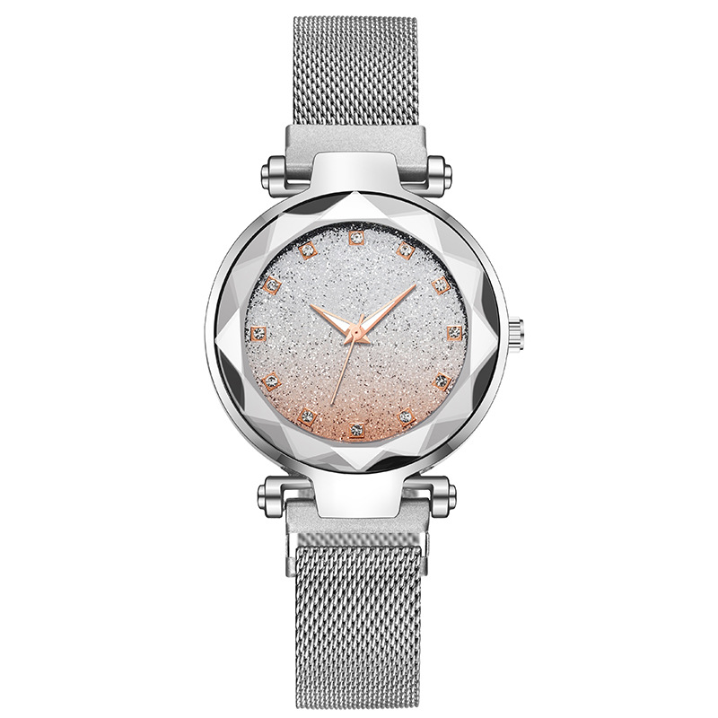 Reloj Con Imán De Estrella De Moda Reloj Degradado Plateado Femenino display picture 7