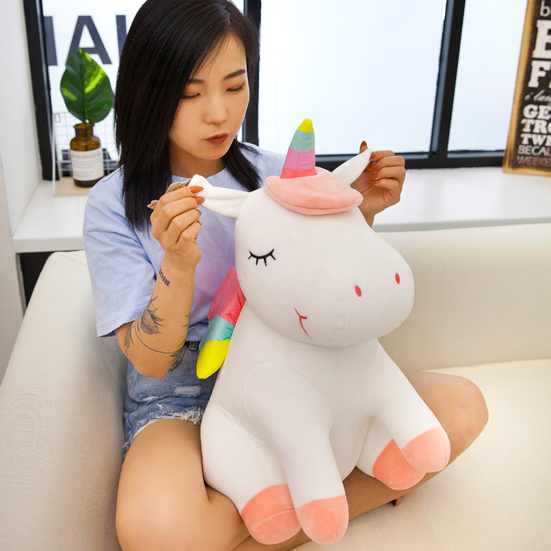 Korean-style Rainbow Down cotton unicorn Doll ins Net Red Explosive money Plush Toys children A birthday present