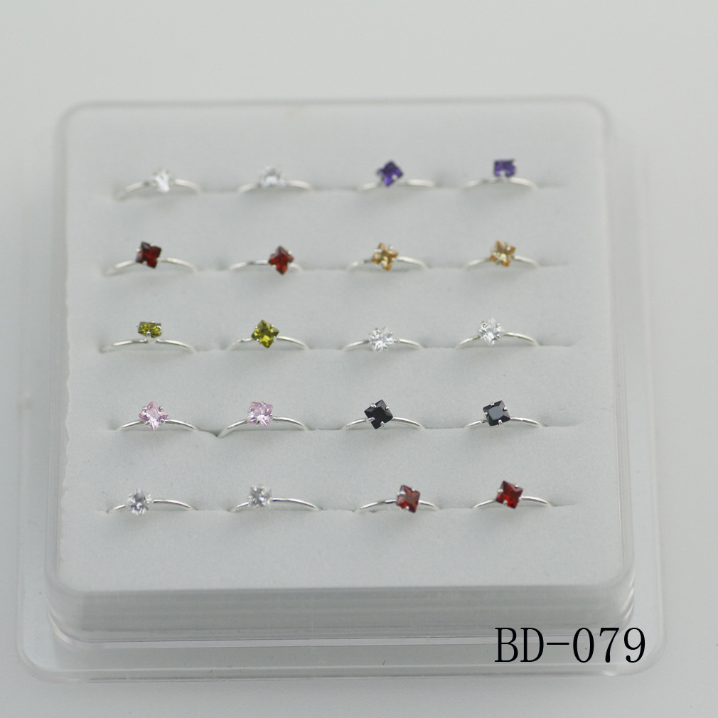 Foreign trade Electricity supplier Explosive money Refinement classic zircon colour Nose nail Silver Nose Ring Ornament Puncture jewelry wholesale