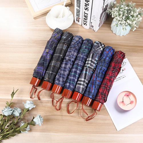 Umbrella 10k75cm enlarged reinforced lattice umbrella lightweight three-fold umbrella factory direct sales custom wholesale folding umbrella