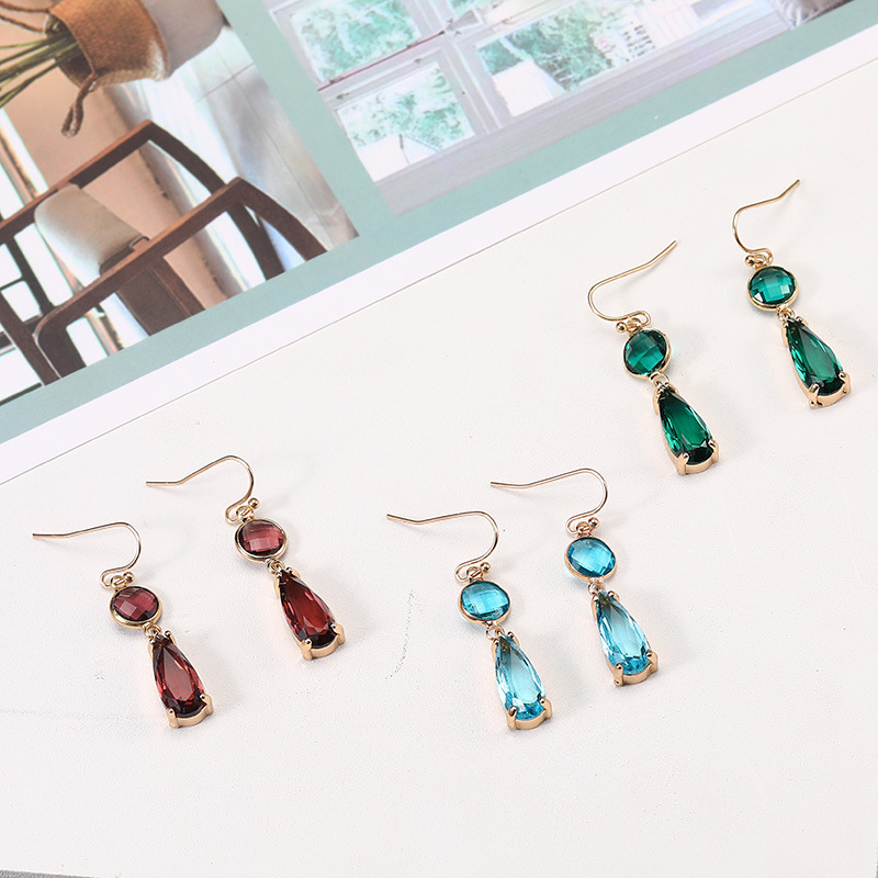 8g Weight Alloy Ear Needle Material Artificial Crystal Inlay Material Drop Earrings Classification 1 Pair Quantity Holiday, Daily Occasion Copper Material Geometric, Water Droplets Pattern Women's Gender Asymmetrical, Plating, Inlay Design Elegant Style Copper Elegant Asymmetrical Plating Inlay Geometric Water Droplets Artificial Crystal Drop Earrings 3