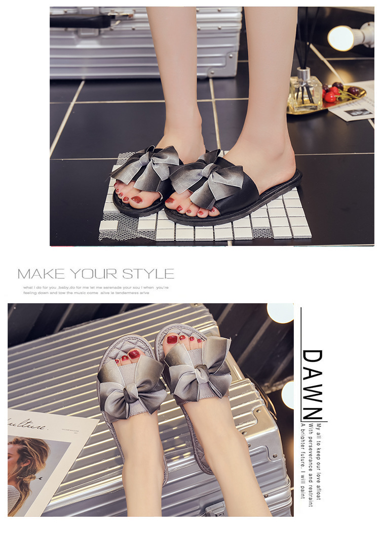 autumn non-slip silk bow slippers NSPE10023