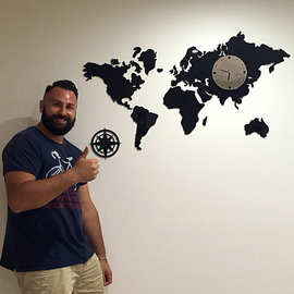 挂钟世界地图创意北欧DIY客厅3d大尺寸亚克力壁装饰墙贴钟表挂钟