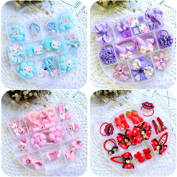 韩版儿童发饰套装公主皇冠发夹发卡宝宝发圈皮筋女童可爱头饰礼盒