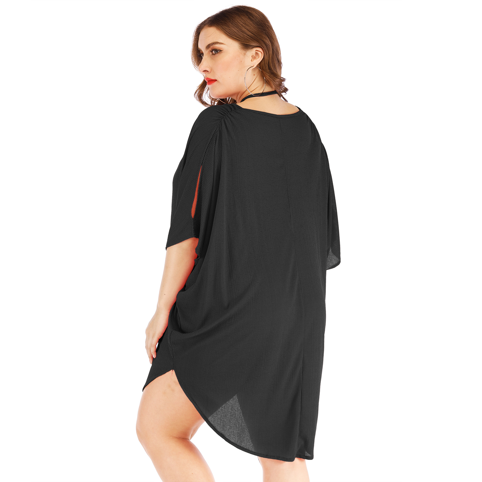 Bat Sleeve Irregular Hem Beach Dress  NSOY26790