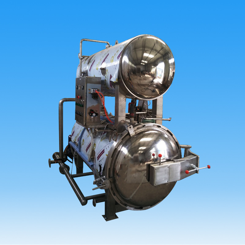 全自动高温杀菌锅 酱牛肉咸鸭蛋双层蒸汽杀菌锅 双锅并联杀菌设备