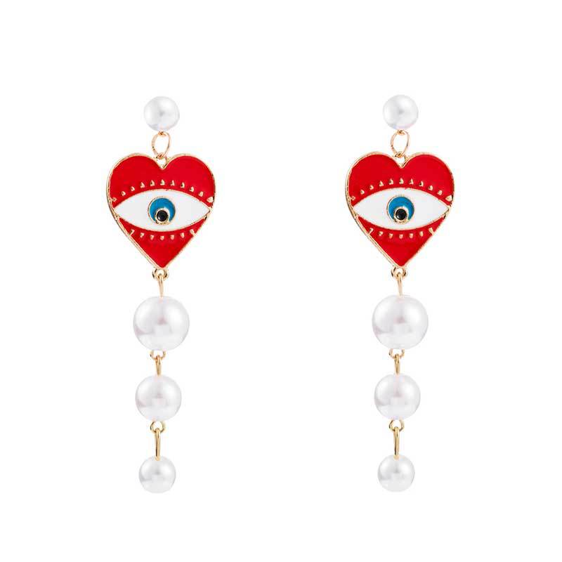 Earrings New Gold-plated Pearl Earrings Fashion Devil Eye Earrings For Women display picture 4