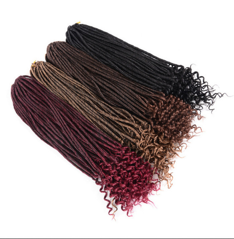 African women's wig straight upper and lower wrapped tube chemical fiber dirty braid wig curved Faux Locs