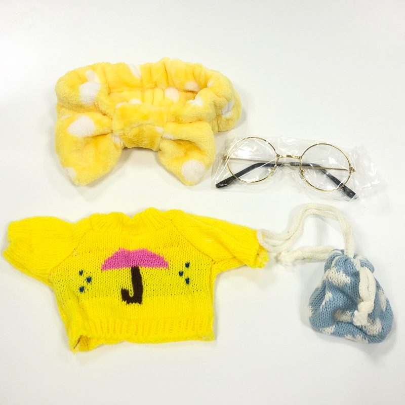 Celebridad en línea de pato ácido hialurónico accesorios de ropa de muñeca ácido hialurónico pato 30cm sombrero gafas accesorios pequeños accesorios de pato amarillo