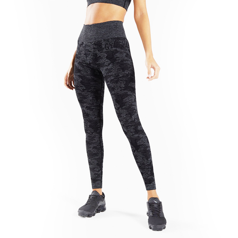 迷彩无缝瑜伽裤提臀亚马逊新款健身运动裤紧身裤性感显臀打底裤女