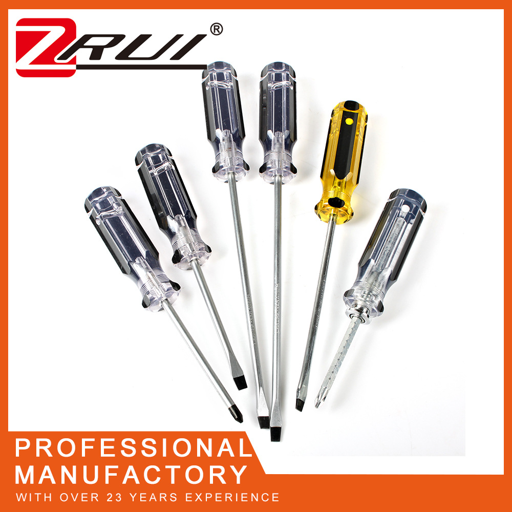 Color de la raya transparente negro con agujero zanja mango grande Destornillador Cruz palabra ciruela hogar herramientas reparación industrial