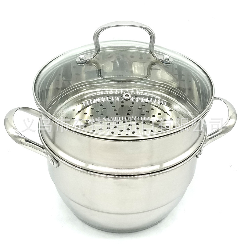 Factory direct sales of new type of soup pot, non-magnetic thickened double-base soup steamer, multi-functional pot, sanding double-layer Korean-style gift pot detail image 3
