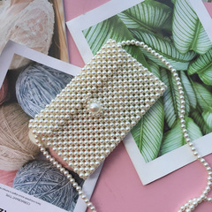 珍珠包包女2020新款版純手工編織斜挎包 ins復古迷你手機包