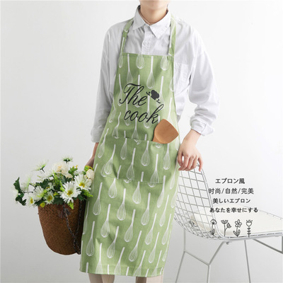 Shi Ji good 2019 new pattern Japanese Pastoral wind Simplicity pure cotton apron waterproof have more cash than can be accounted for Digital apron