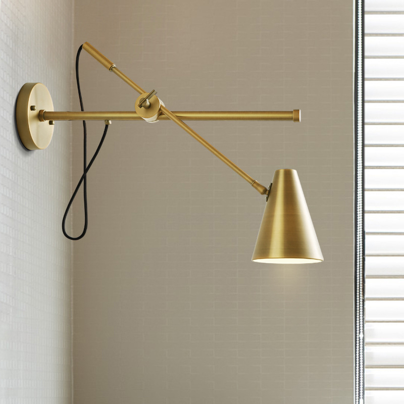 工业风复古复古创意酒吧咖啡厅宿舍械摇臂墙灯单头铁艺LOFT壁灯|ru