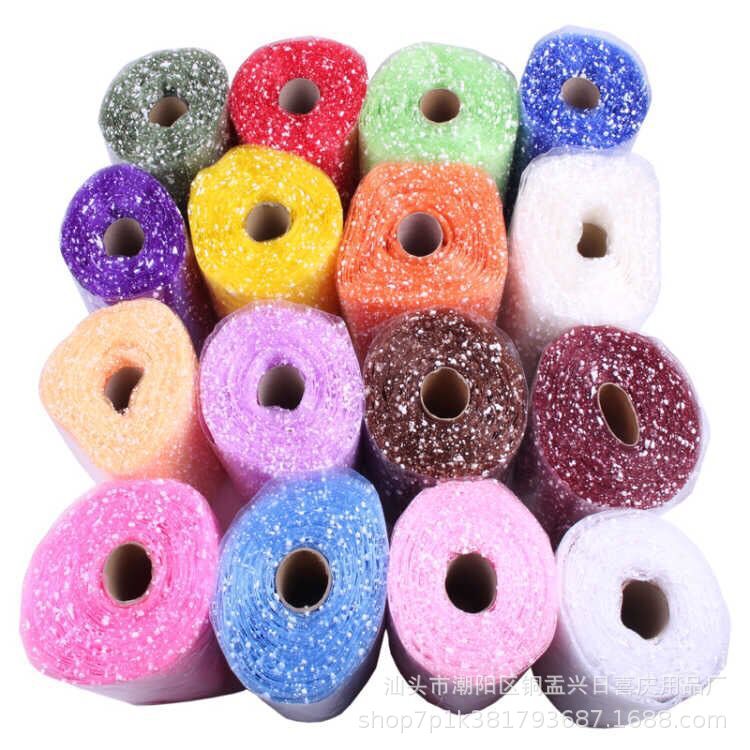 Hilo de punto de nieve 15cm de ancho de material de papel de embalaje de flores paquete al por mayor cabeza de flor de copo de nieve gasa tienda de flores suministros