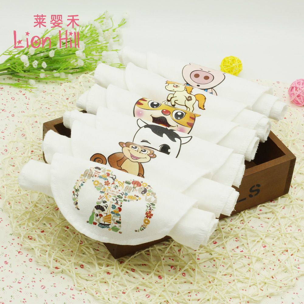 工厂现货莱婴禾纱布吸汗巾儿童汗巾宝宝隔汗巾纯棉卡通垫背巾批发|ms