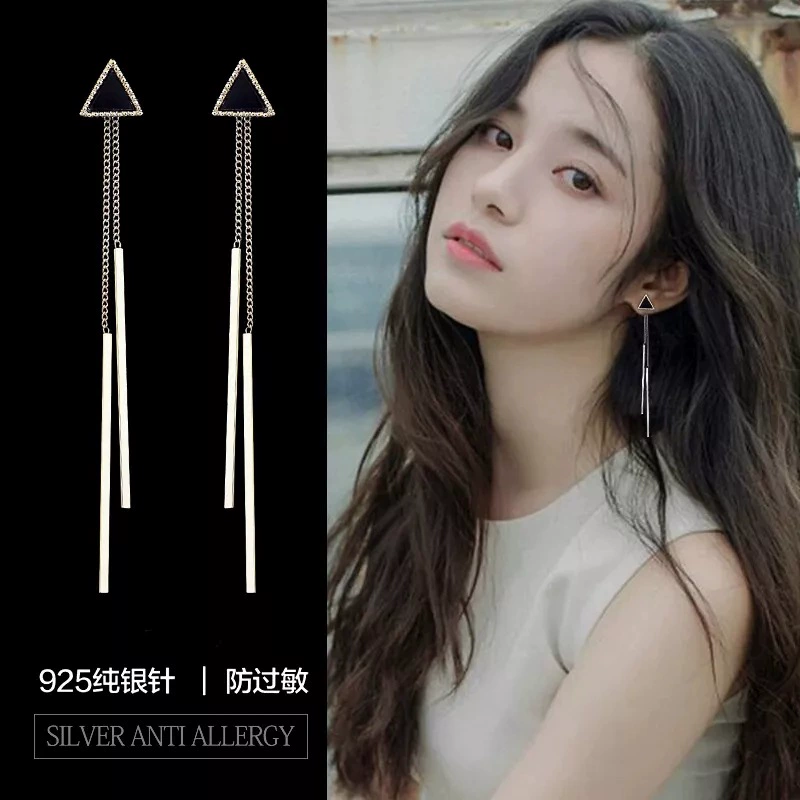 Fashionable long earrings with tassels
