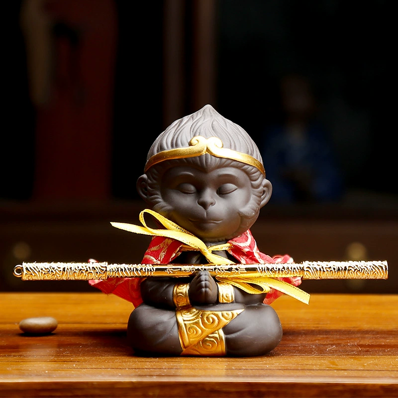 Оптовые чайные питомцы борются с Буддой Qi Tian Da Shengmei Monkey King Wukong Golden Hoe, креативная Zisha чайная церемония аксессуары