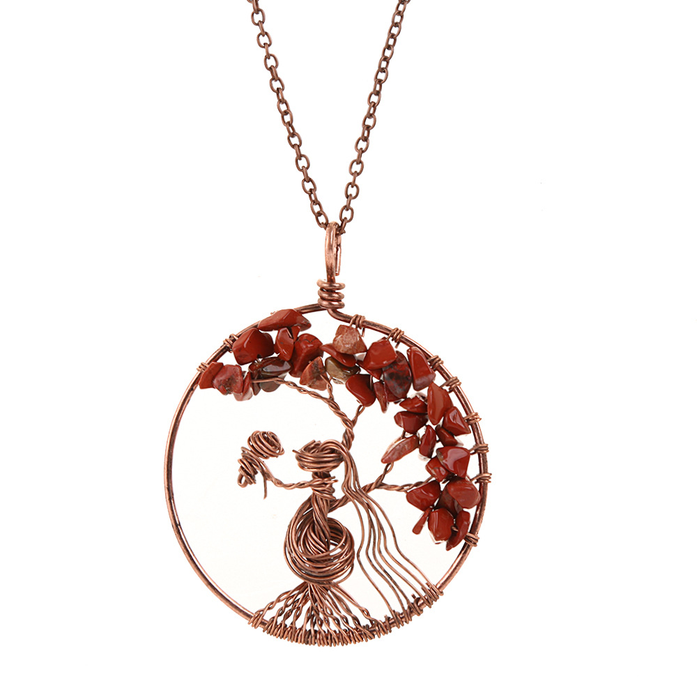 Fashion Tree Alloy Plating Natural Stone Pendant Necklace 1 Piece