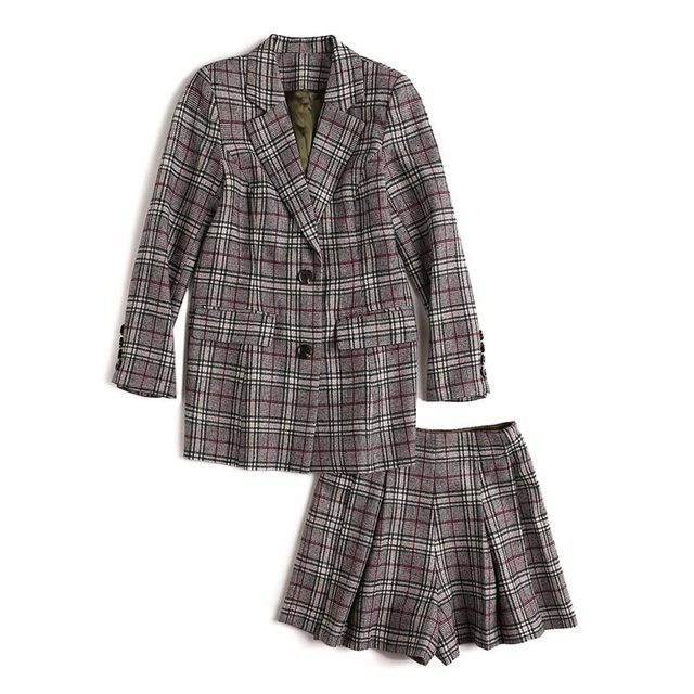 New Leisure Suit Two-piece Lady’s Autumn Chequered Suit