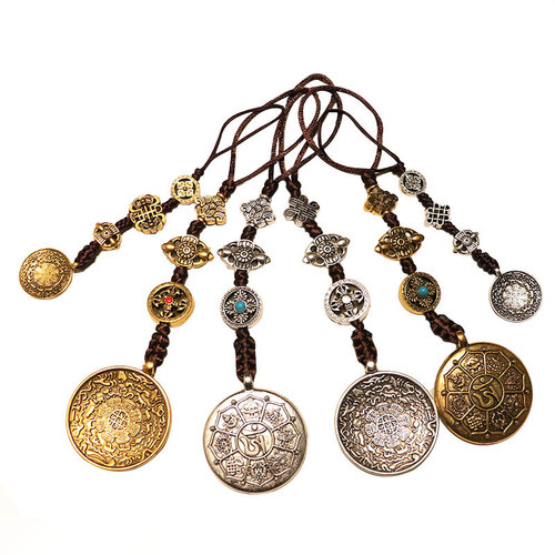 Wholesale Tibetan Nine Palaces Eight Trigrams Belt Pendant, Esoteric Manjushri Twelve Zodiac Zinc Alloy Belt Pendant, Street Vendor Supply