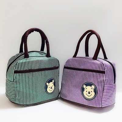Korean Edition Cartoon Lunch box bag Bento bag stripe pupil Lunch Bags Handbag waterproof oxford Small cloth