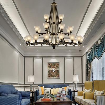 复式楼大吊灯别墅美式吊灯三层楼梯灯中空挑高楼中楼客厅吊灯简约|ms