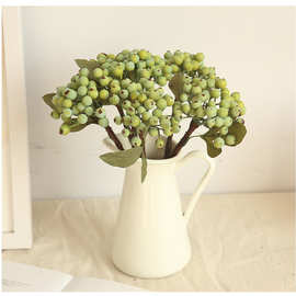 工厂店INS绿色植物组合仿真枝浆果盆栽跨境绿豆花摆放花卉家居装