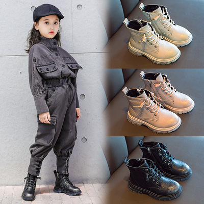 女童马丁靴2020新款秋季男童皮靴英伦风时尚短靴春秋二棉儿童靴子|ru