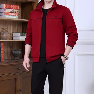爸爸秋装运动套装男士春秋季2022新款中老年卫衣三件套休闲运动服