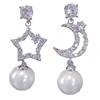 Silver needle, swan, fashionable metal earrings from pearl, silver 925 sample