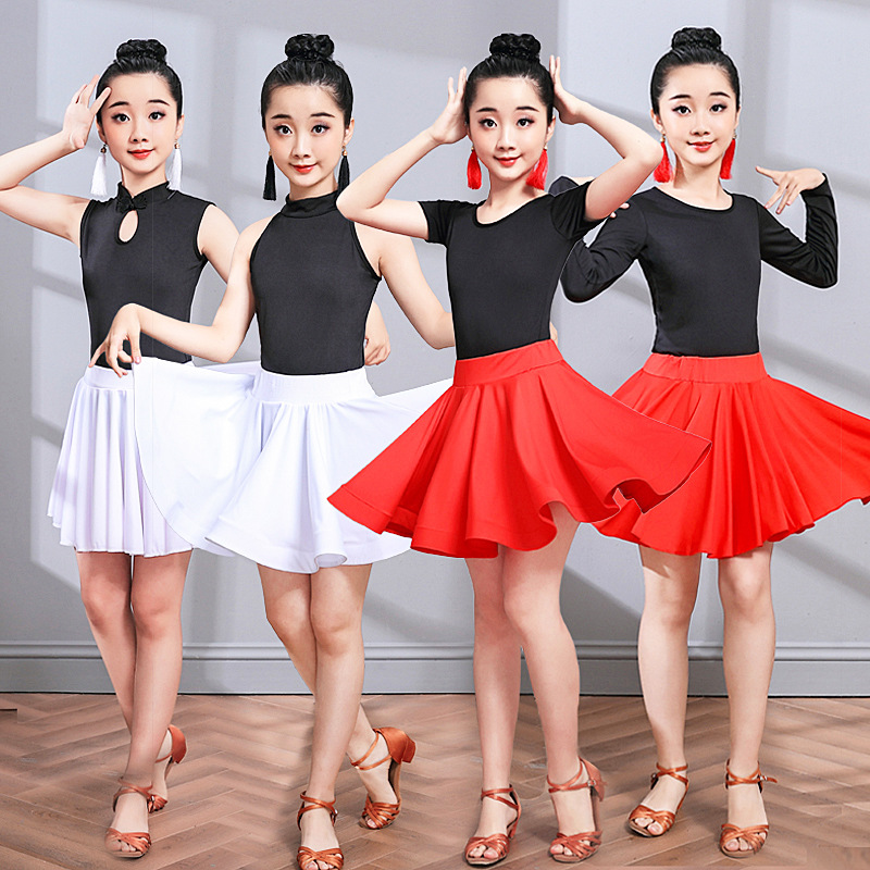 新款儿童拉丁舞裙演出服女童夏季考级比赛表演练功服装分体舞蹈裙|ru