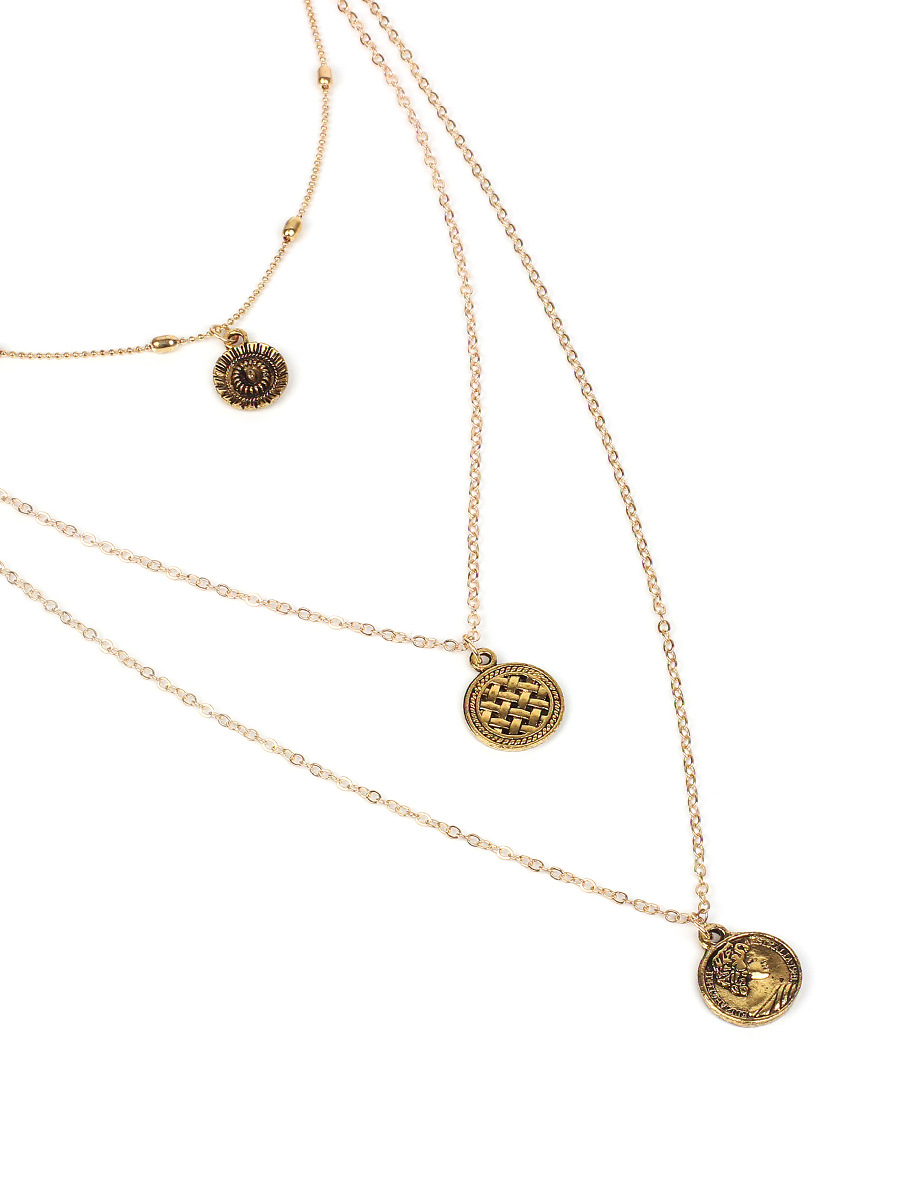 14g Weight Necklace Classification Travel Occasion Alloy Material Women'S Gender Plating Design Simple Style Style Gold Color Fashion Simple Alloy Multi-level  Multi-layer Necklace 5