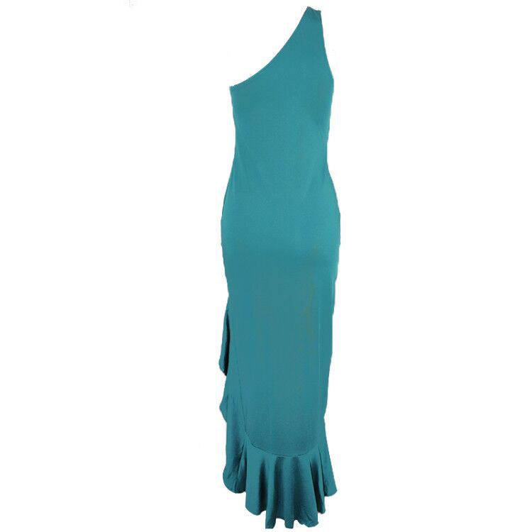 Elegantes Abendkleid Mit Rüschensaum Und Schlitz Für Damen_voghion.com