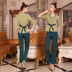 Foot massage therapist workwear set for women, 2019 autumn/winter, long pants for foot therapy store, beautician massage and foot bath uniform, slimming