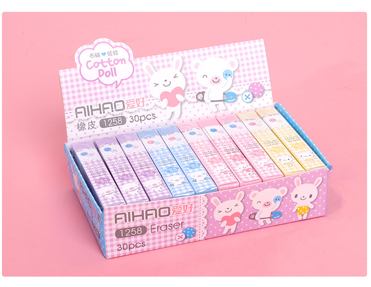 Cute Style Rubber Strip Wipe Clean Eraser Student School Supplies Random 1 Piece