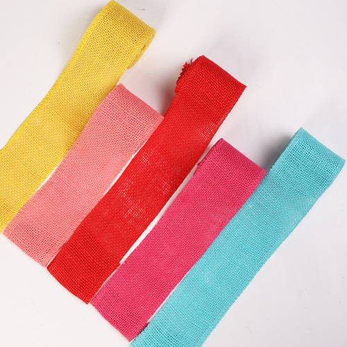 Factory direct sale 6.0 width handmade DIY Christmas decorative linen roll colorful hemp rope webbing 2 meters