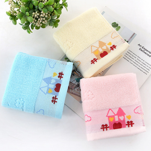 Children's cotton towels manufacturer wholesale 25*50cm soft absorbent 100% cotton baby and children cartoon kindergarten small towels