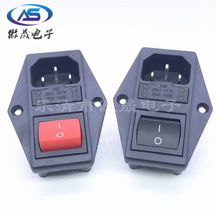 厂家供应 AC电源插座 三合一带耳朵 双保险 大电流插座 电源插座