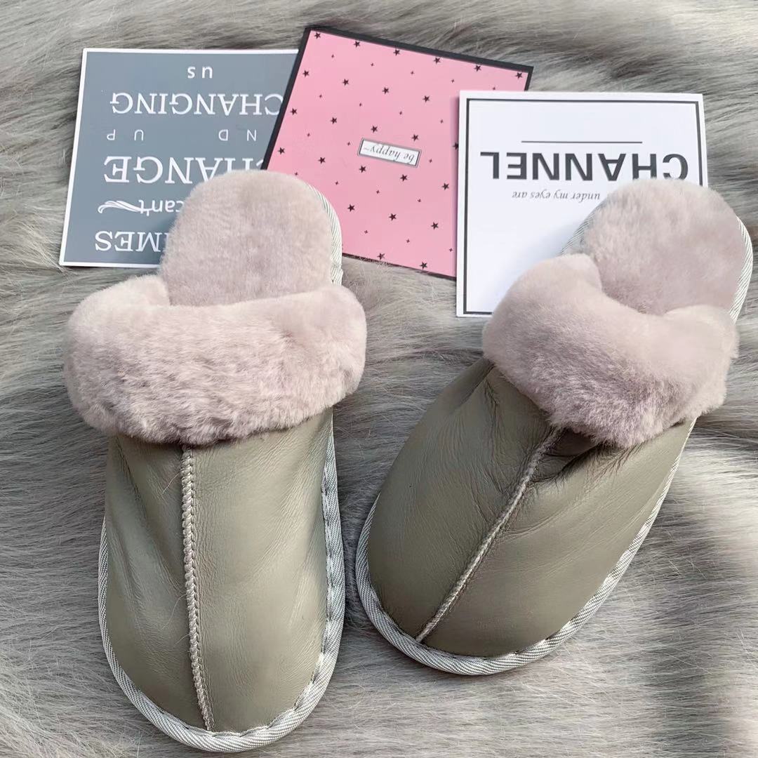 2019秋冬新款羊皮毛一体毛毛拖鞋女外穿情侣包头拖鞋居家羊毛拖鞋