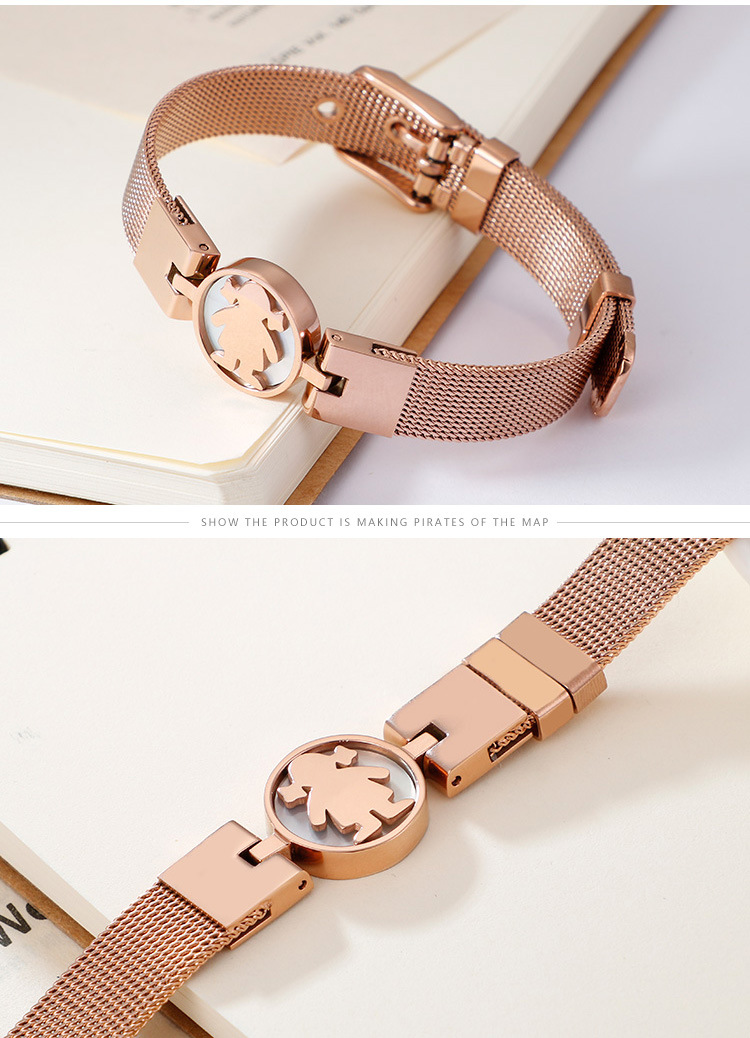 Titanium Steel Material Stainless Steel Korean Style Little Girl Shape Mesh Strap Bracelet Wholesale Jewelry Nihaojewelry