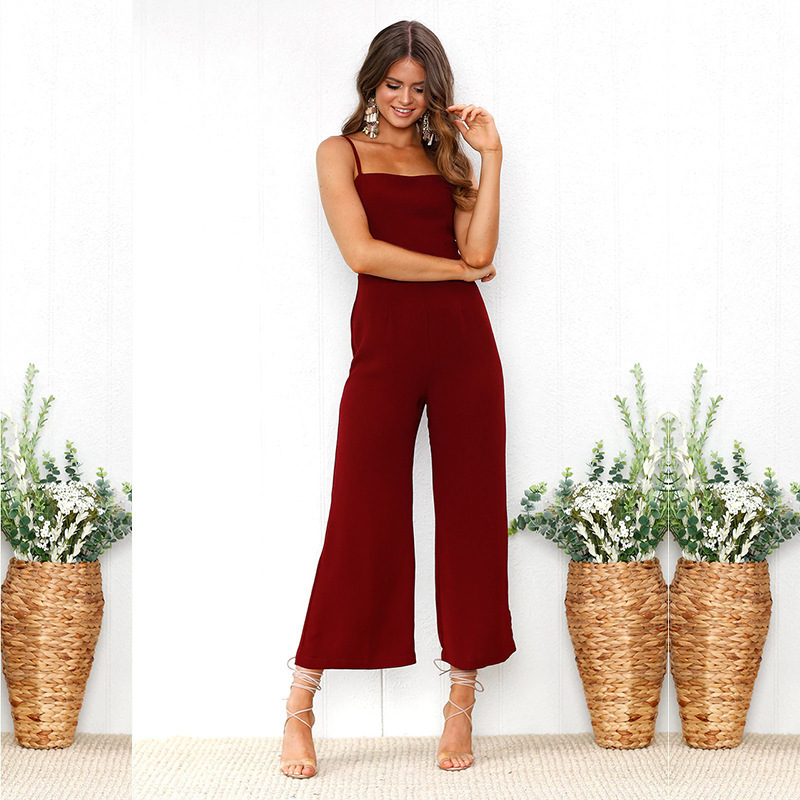 Spring and Summer Jumpsuit Sexy Suspenders Wrapped Chest Zipper Pants Women
