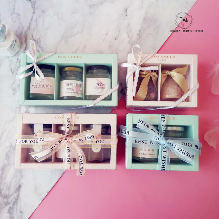 蜂蜜透明礼品盒即食燕窝包装蜂蜜柚子 喜蜜玫瑰烫金抽屉盒批发