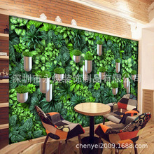 3D仿真树叶装饰墙画壁纸餐厅植物整张壁画绿藤沙发背景墙装饰墙布