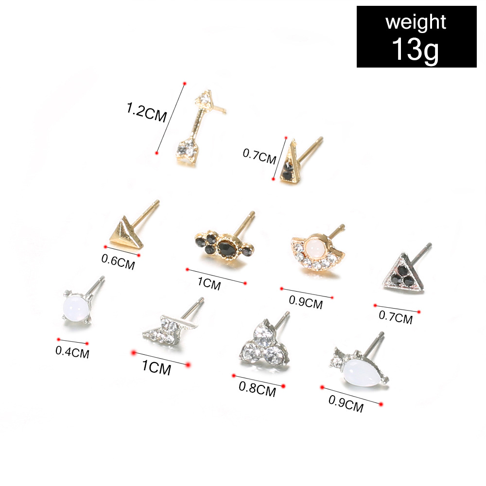 neue Ohrringe 10 Paar Set kreative Pfeilbienenpyramide geometrische Diamantohrringepicture1