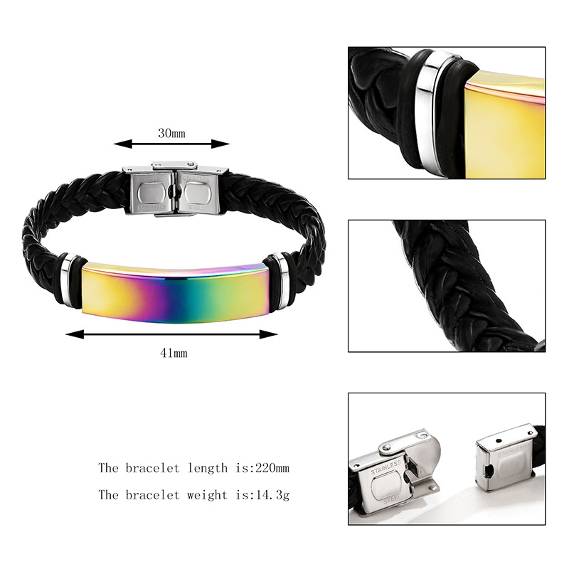 Europe And America Cross Border Popular Ornament Personalized Hip Hop Color Stainless Steel Bracelet Simple All-match Customizable Logo display picture 1